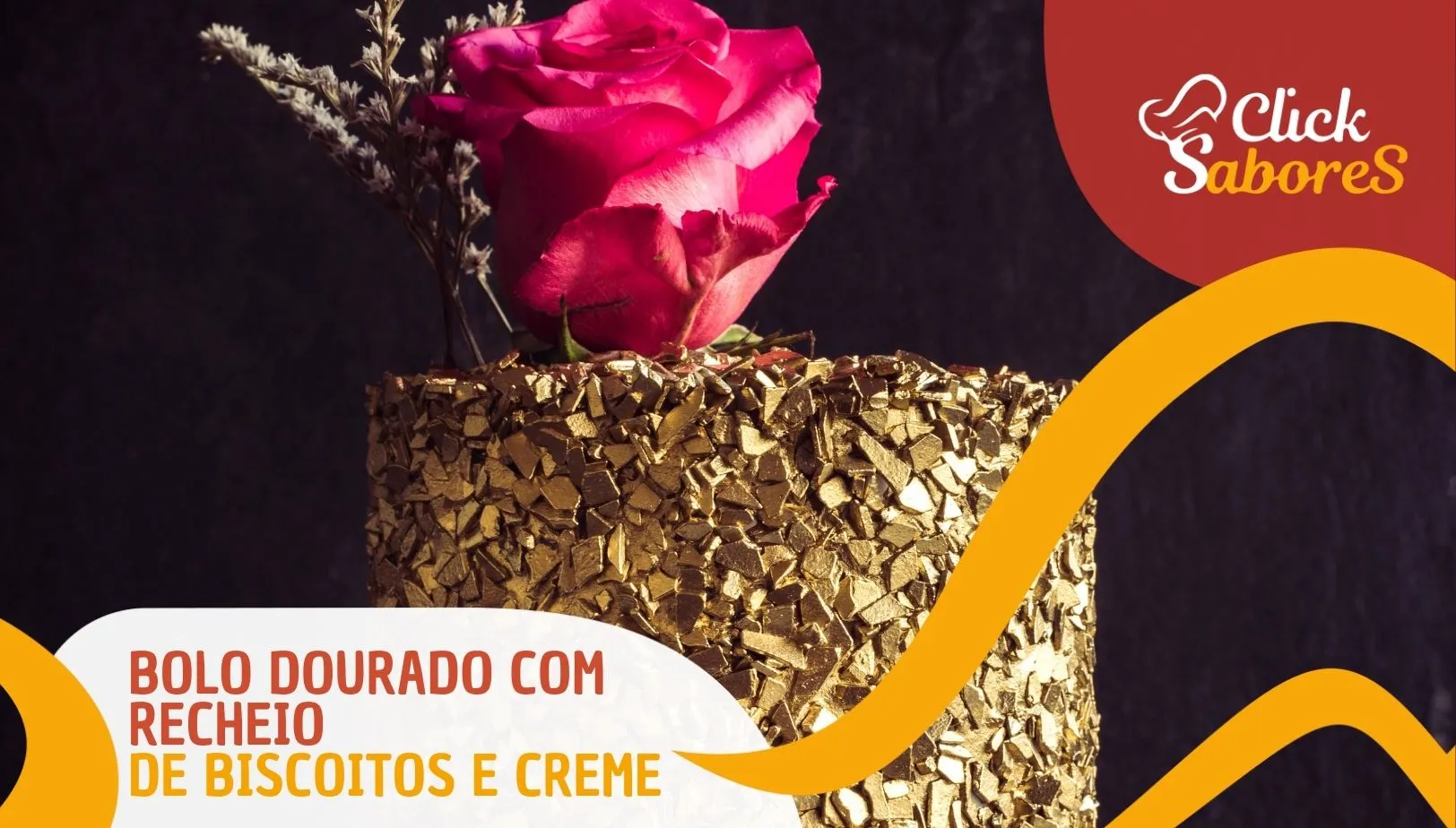 Receita de Bolo Dourado com Recheio de Biscoitos e Creme