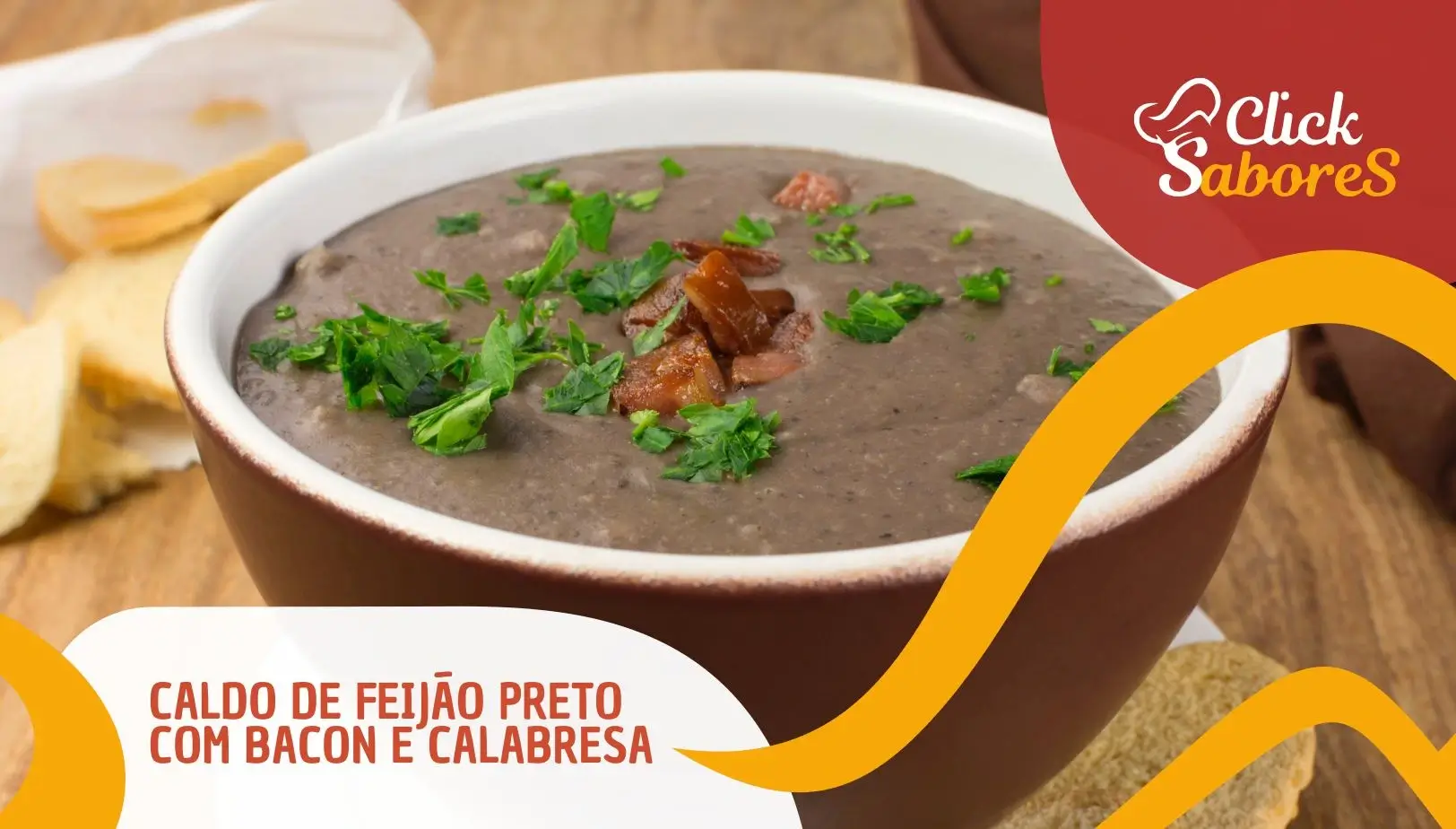 Caldo de Feijão Preto com Bacon e Calabresa