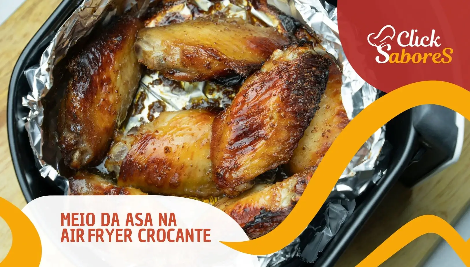 Meio da Asa na Air Fryer Crocante