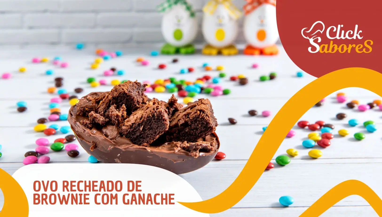 Ovo de Páscoa Recheado de Brownie com Ganache