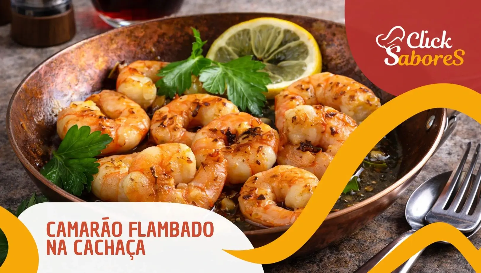 Camarão Flambado na Cachaça