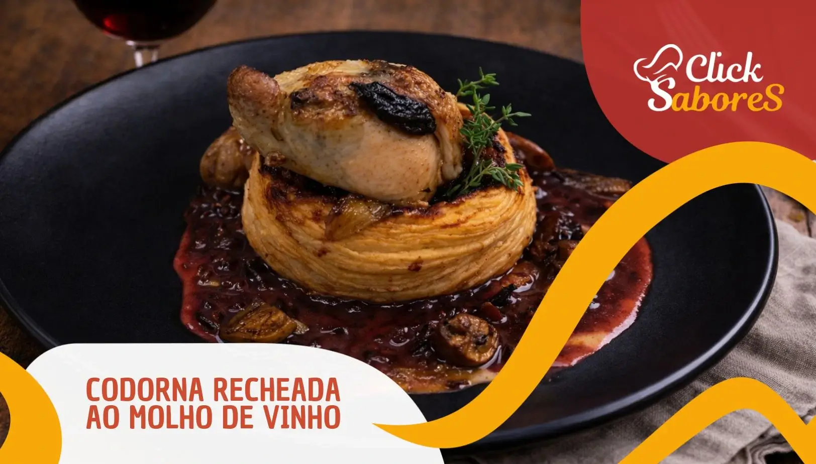 Codorna Recheada ao Molho de Vinho