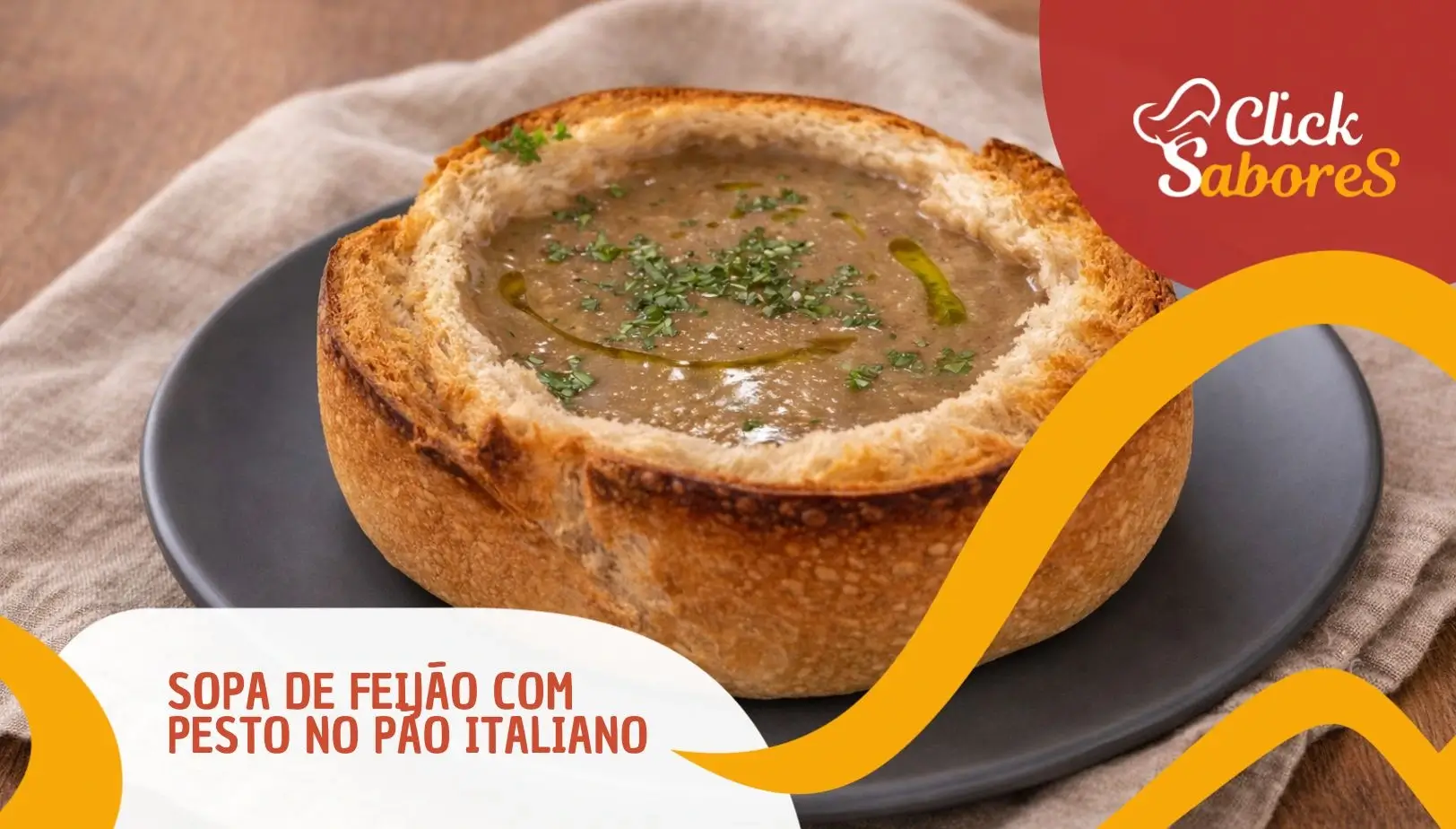 Sopa de Feijão com Pesto no Pão Italiano