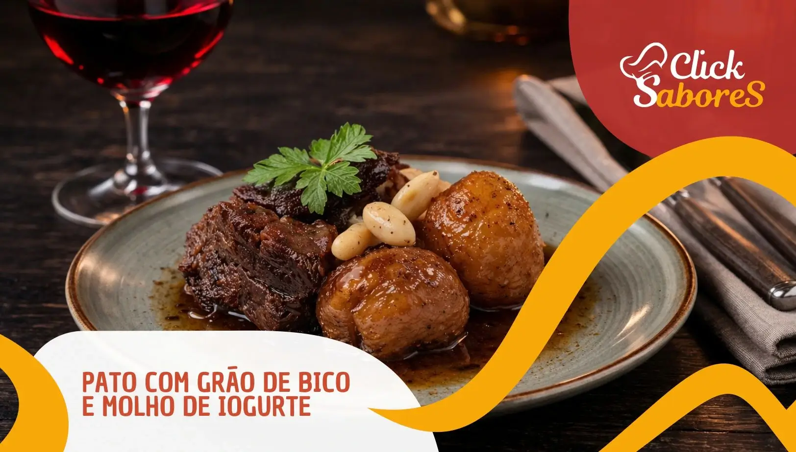 Pato com Grão de Bico e Molho de Iogurte