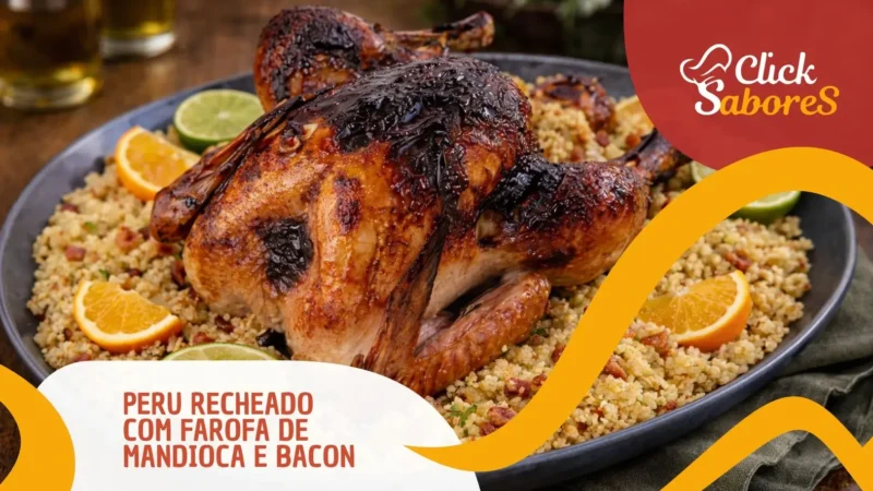 Peru Recheado com Farofa de Mandioca e Bacon