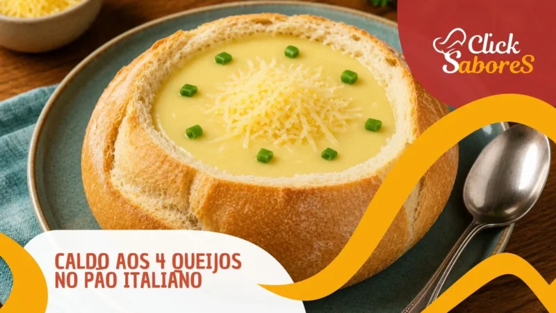 Caldo aos 4 Queijos no Pão Italiano