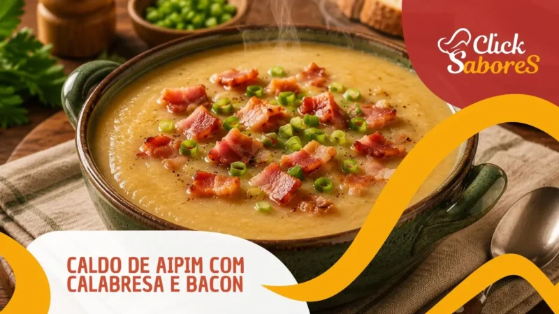 Caldo de Aipim com Calabresa e Bacon
