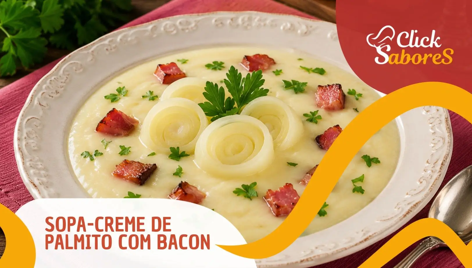 Sopa-Creme de Palmito com Bacon