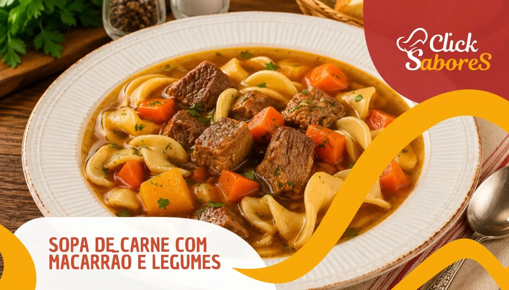 Sopa de Carne com Macarrão e Legumes