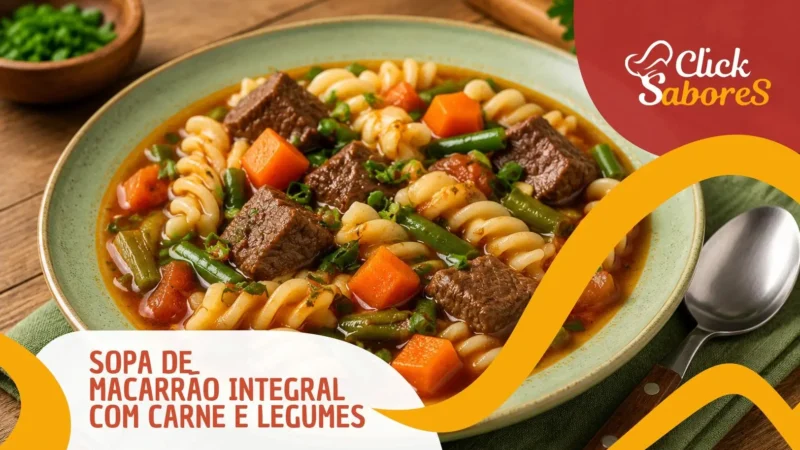 Sopa de Macarrão Integral com Carne e Legumes