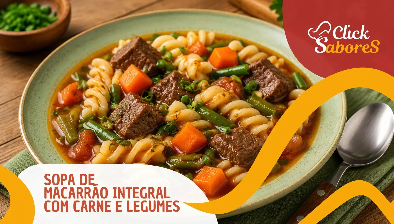 Sopa de Macarrão Integral com Carne e Legumes